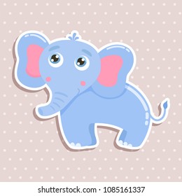 Cute elephant sticker vector illustration. Flat design.
