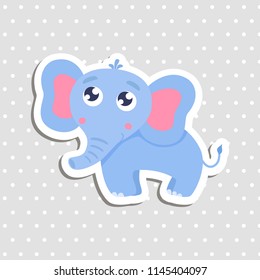 Cute elephant sticker vector illustration. Flat design.