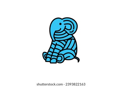 cute elephant stickers logo template