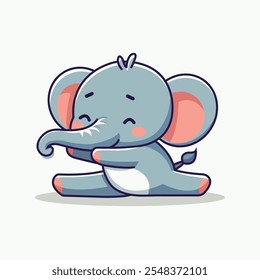 Cute Elephant Stretching Cartoon Vector Icon Illustration. Animal Sport Icon Concept Isolated Premium Vector. Flat Cartoon Style