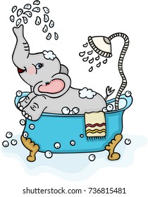 Cute elephant taking a bath

