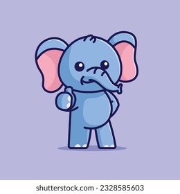 Cute elephant thumbs up simple cartoon vector illustration animal nature icon