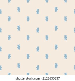 Cute elephant toy seamless pattern. Funny child playthings in doodle style. Hand drawn texture for fabric, wallpaper, textile, print, title, wrapping paper. Vector illustration.