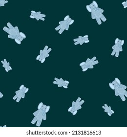 Cute elephant toy seamless pattern. Funny child playthings in doodle style. Hand drawn texture for fabric, wallpaper, textile, print, title, wrapping paper. Vector illustration.