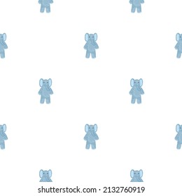 Cute elephant toy seamless pattern. Funny child playthings in doodle style. Hand drawn texture for fabric, wallpaper, textile, print, title, wrapping paper. Vector illustration.