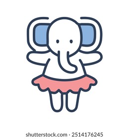 Cute elephant in tutu. Adorable cartoon elephant wearing a pink tutu, perfect for children's designs, nursery decor, and more.