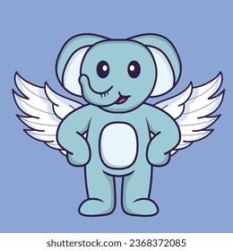 Cute elephant using wings. Animal cartoon concept isolated. Can used for t-shirt_ greeting card_ invitation card or mascot