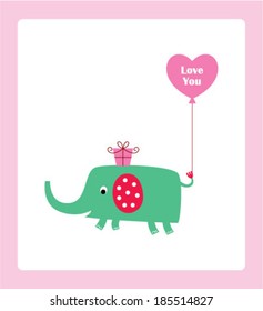 cute elephant valentine greeting card