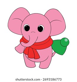 Una linda ilustración de Arte vectorial de elefante