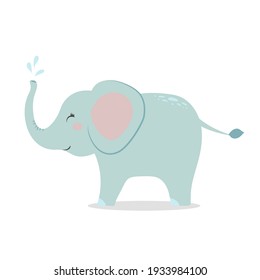 Cute elephant, vector children's illustration, in a flat style. For poster, greeting card and baby shower design.