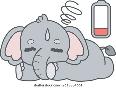 Cute Elephant vector icon. Funny baby Elephant animal series stock illustration. Life of fluffy Elephant designs.
baby elephant so tired