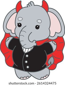 Cute Elephant vector icon. Funny baby Elephant animal series stock illustration. Life of fluffy Elephant designs.
baby elephant with vampire costume