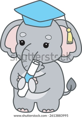 Cute Elephant vector icon. Funny baby Elephant animal series stock illustration. Life of fluffy Elephant designs.
baby elephant was graduation
