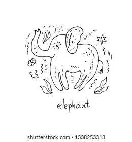 Cute elephant. Vector illustration.