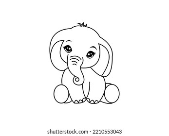 Cute Elephant Vector illustration. Baby Elephants Line Drawing. Use for T shirt Template, kids Design, Fashion Wear. Eps 10