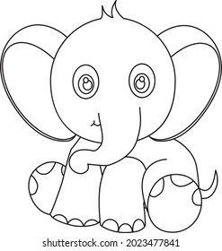 Elefant hölzern. Vektorgrafik von süßem Cartoon-Elefant für Kinder, Malerei und Schrott-Buch