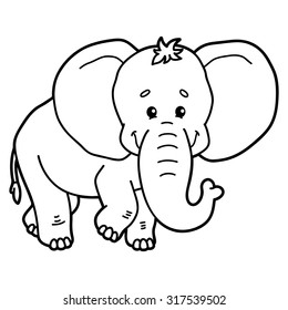 Cute elephant. Vector illustration of cute cartoon elephant character for children, coloring and scrap book