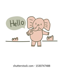 cute elephant Vector illustration. Creative nature texture for fabric, wrapping, textile, wallpaper, apparel. 