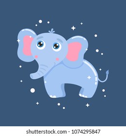 Cute elephant vector illustration. Flat design.