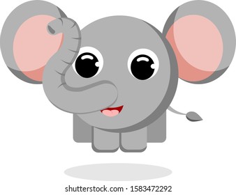 Cute elephant vector illustration. Flat design. Isolated Illustration on white background