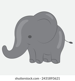 Cute Elephant vector Illustration, grey isolated Elephant
