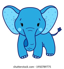 Cute elephant. Vector illustration, isolated on a white background. Scandinavian style flat design. Concept for children print.