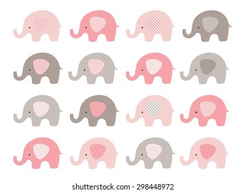 Cute elephant vector set