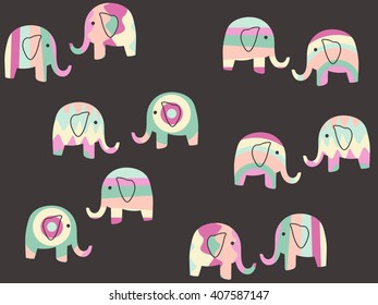 Cute elephant vector set