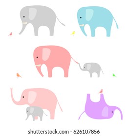 Cute elephant - vector set