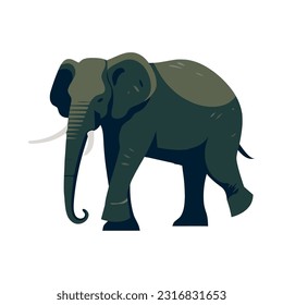 Cute elephant walking icon isolated