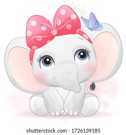 Cute elephant with watercolor effect