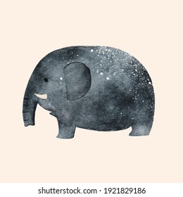 Cute elephant watercolor illustration vector. isolated on white background.