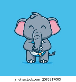 Cute elephant waving vector children's illustration Q version vector cartoon illustration