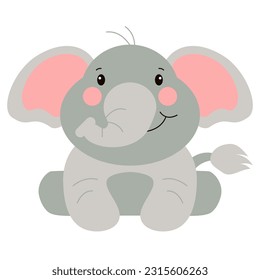 Cute elephant. Wild animal vector illustration