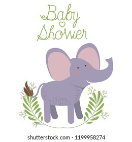 cute elephant with wreath baby shower card