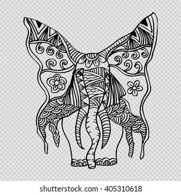 Cute elephant in zentangle style