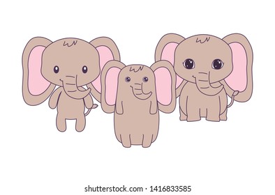 cute elephants animals isolated icon