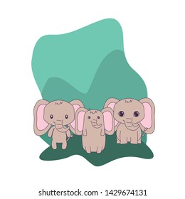 cute elephants animals isolated icon