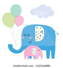 cute elephants with balloon. suiteble for character birthaday design