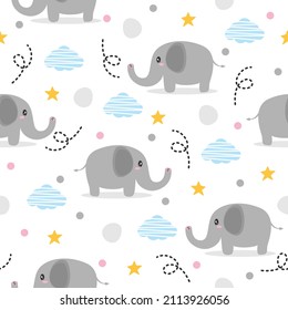 Cute elephants cartoon illustration patterns