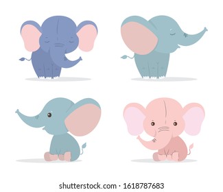 Cute elephants cartoons design, Animal zoo life nature character childhood and adorable theme Vector illustration