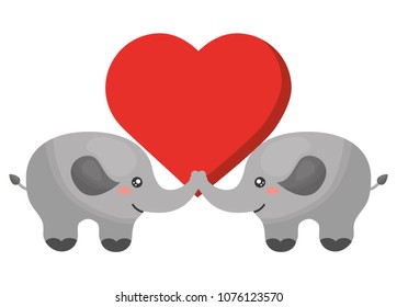 cute elephants couple characters