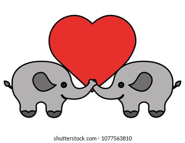 cute elephants couple characters