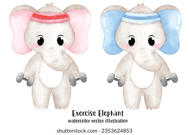 Cute elephants, Exercise elephant, Workout animal, workout, elephants, Gym vector illustration