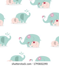 Cute elephants illustration vector pattern