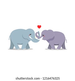 cute elephants in love. vector illustration