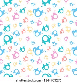 Cute elephants seamless pattern