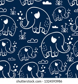 Cute elephants seamless pattern print design. Vector illustration design for fashion fabrics, textile graphics, prints.