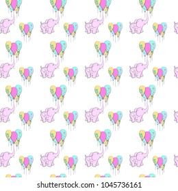 cute elephants seamless vector pattern background illustration