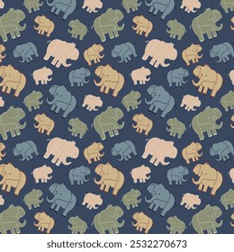 Cute Elephants seamless vector pattern